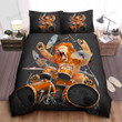 Lion Crashing Orange Drum Set Digital Illustration Bed Sheets Spread Duvet Cover Bedding Sets