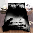 Cool Drummer Rocking On Stage Black And White Image Bed Sheets Spread Duvet Cover Bedding Sets