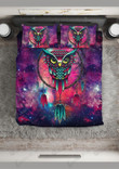 Owl Good Night World Galaxy Printed Bed Sheets Spread Duvet Cover Bedding Set