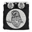 Owl At Night Black And White Bed Sheets Spread Duvet Cover Bedding Set