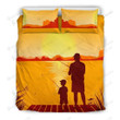 Dad And Son Fishing In Sunset Bed Sheets Duvet Cover Bedding Set Great Gifts For Birthday Christmas Thanksgiving