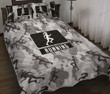 Running Camo Repeat Heartbeat Gray Quilt Bed Set