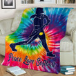 Peace Love Softball Art Hippie Sherpa Fleece Blanket  Great Customized Blanket Gifts For Birthday Christmas Thanksgiving