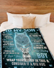 Personalized To My Son From Mom Wolf You Will Always Be My Baby Boy Fleece/Sherpa Blanket Great Customized Gifts For Family Birthday Christmas Thanksgiving Anniversary