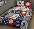 Baseball Little Slugger Pattern Quilt Bed Set