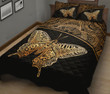 Butterfly Mandala Gold Quilt Bed Set