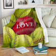 Softball Love Red Ball Sherpa Fleece Blanket Great Customized Blanket Gifts For Birthday Christmas Thanksgiving