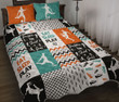 Eat Sleep Play Football Dribble Sheet Goal Orange Green Quilt Bed Set