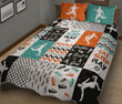 Eat Sleep Play Football Dribble Sheet Goal Orange Green Quilt Bed Set