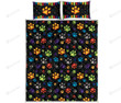 Dog Paw Colorful Pattern Quilt Bed Set
