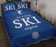 Eat Sleep Repeat Skii Blue Quilt Bed Set