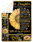Personalized Custom Name Mom Dear Daughter Sunflower I'm Proud To Call U Fleece, Sherpa Blanket Great Gifts For Birthday Christmas Thanksgiving Anniversary