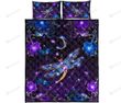 Dragonflies Galaxy, Sparkle Flowers Quilt Bed Sheets Spread Quilt Bedding Sets