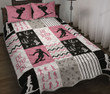 Skiing Girl Pink Quilt Bed Set