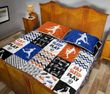 Eat Sleep Play Football Orange Blue Quilt Bed Set