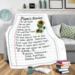 Personalized Papa's Blanket, Sunflowers Art Sherpa Fleece Blanket Great Customized Blanket Gifts For Birthday Christmas Thanksgiving