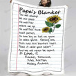 Personalized Papa's Blanket, Sunflowers Art Sherpa Fleece Blanket Great Customized Blanket Gifts For Birthday Christmas Thanksgiving
