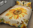 Softball Sunshine Sunflower Butterfly Quilt Bed Set