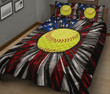 Softball In American Flag Quilt Bed Sheets Spread  Duvet Cover Bedding Sets
