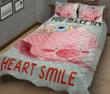 Pig You Make My Heart Smile Quilt Bed Set