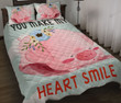 Pig You Make My Heart Smile Quilt Bed Set