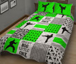 Green Boy Karate Pattern Quilt Bed Set