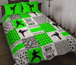 Green Boy Karate Pattern Quilt Bed Set