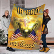 In God We Trust Blanket Jesus Eagle American Flag Fleece/Sherpa Blanket Great Customized Gifts For Family Birthday Christmas Thanksgiving Anniversary