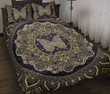 Butterfly Mandala Gold Quilt Bed Set