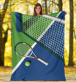 Tennis Racket And Ball In The Court Sherpa Fleece Blanket Perfect Gifts For Tennis Lovers Great Customized Blanket For Birthday Christmas Thanksgiving