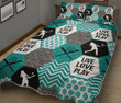 Live Love Softball Pattern Quilt Bed Set