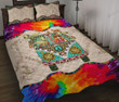 Hippie Van Turtles Quilt Bed Set