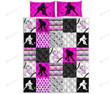 Softball Shape Pattern Pink Neon Infielder Quilt Bed Set