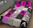 Softball Shape Pattern Pink Neon Infielder Quilt Bed Set
