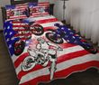Motocross USA Flag Prints Quilt Bed Set