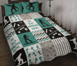 Snowboarding Green Quilt Bed Set
