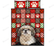 Shih Tzu Dog, Red Paw Quilt Bed Sheets Spread Duvet Cover Bedding Sets