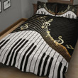 Piano Key And Music Notes Quilt Bed Set
