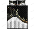 Piano Key And Music Notes Quilt Bed Set