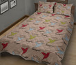 Humming Bird Love Pattern Quilt Bed Set