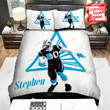American Football Player Blue Black White Illustration Bed Sheets Spread  Duvet Cover Bedding Sets