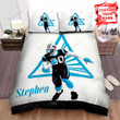 American Football Player Blue Black White Illustration Bed Sheets Spread  Duvet Cover Bedding Sets