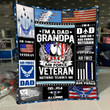 I'm A Dad Grandpa Air Force Veteran Sherpa Fleece Blanket Great Customized Blanket Gifts For Birthday Christmas ThanksgivingGift For Veteran Dad Grandpa