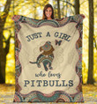 Pitbull Dog  Mandala Just A Girl Who Loves Dog Fleece Blanket Great Customized Blanket Gifts For Birthday Christmas Thanksgiving