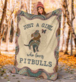 Pitbull Dog  Mandala Just A Girl Who Loves Dog Fleece Blanket Great Customized Blanket Gifts For Birthday Christmas Thanksgiving