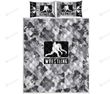 Wrestling Camo Repeat Heartbeat Gray Quilt Bed Set