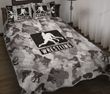 Wrestling Camo Repeat Heartbeat Gray Quilt Bed Set