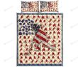 Ice Hockey Icon American Flag Quilt Bed Set
