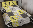 Dirt And Bling Softball Thing Yellow Gray Version Quilt Bed Set