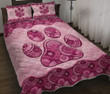 Dog Paw Vintage Mandala Pink Quilt Bed Set